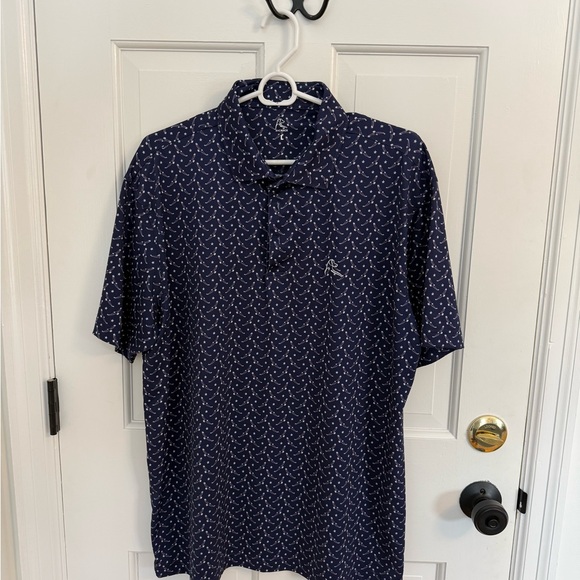Rhoback Navy and White Patterned Polo - Picture 2 of 6